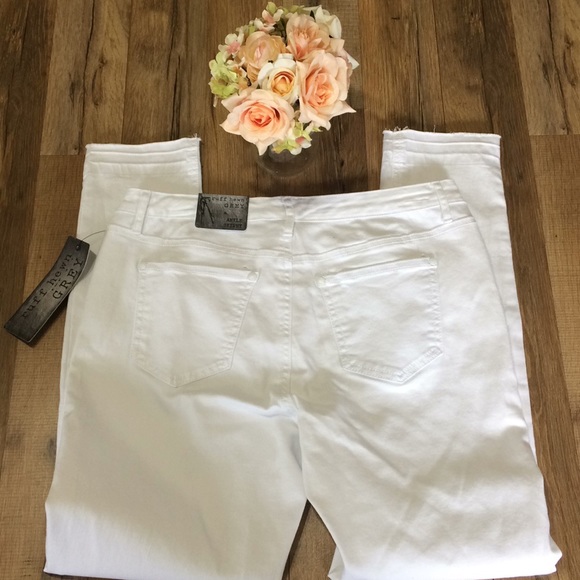 Ruff Hewn Grey Skinny Ankle Denim White Pants - Picture 2 of 5